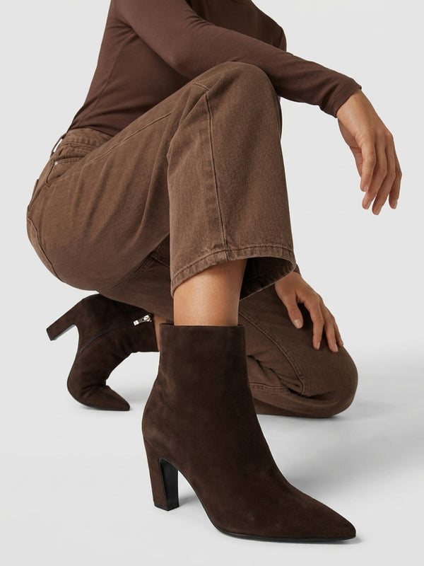 Daniel Suzie Brown Suede Curved Heel Ankle Boots
