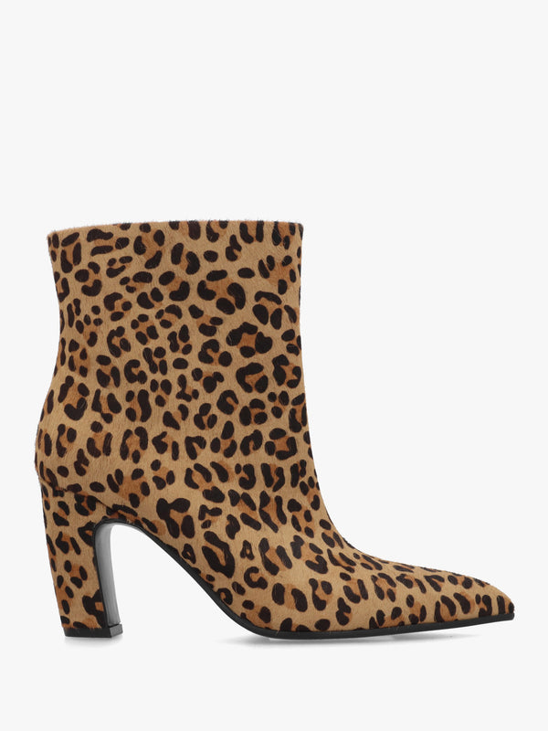 Suzie Leopard Suede Curved Heel Ankle Boots