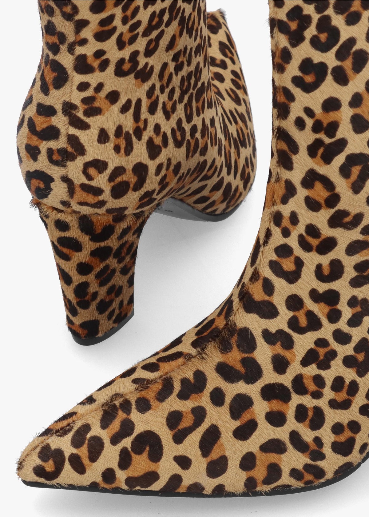 Daniel Suzie Leopard Pony Hair Curved Heel Ankle Boots