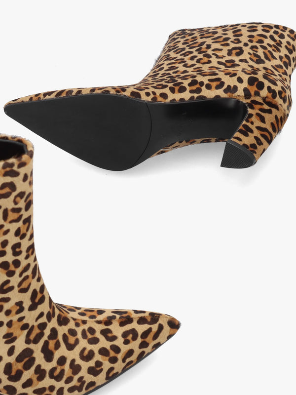 Daniel Suzie Leopard Pony Hair Curved Heel Ankle Boots