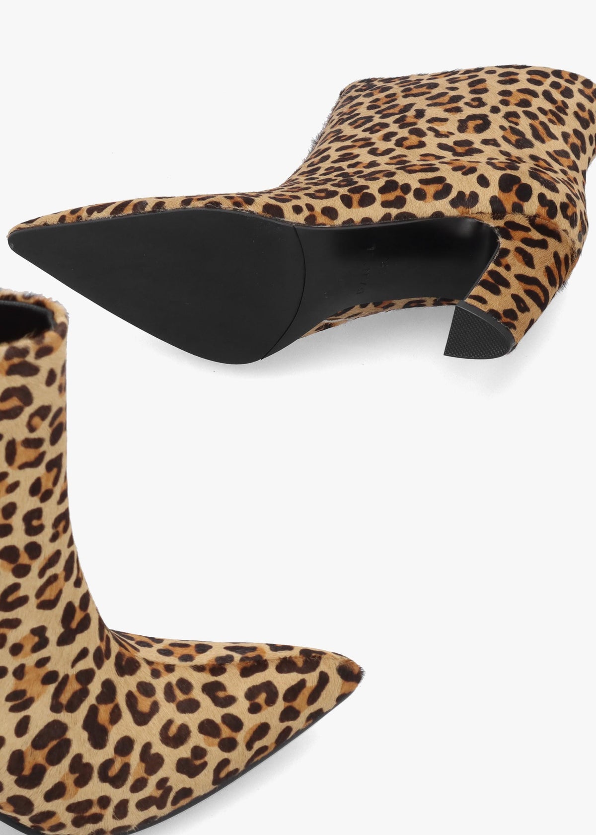 Daniel Suzie Leopard Pony Hair Curved Heel Ankle Boots