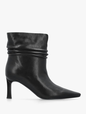 Daniel Syene Ruched Black Leather Heeled Ankle Boots