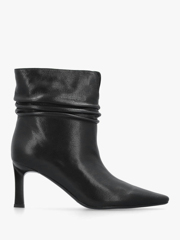 Daniel Syene Ruched Black Leather Heeled Ankle Boots