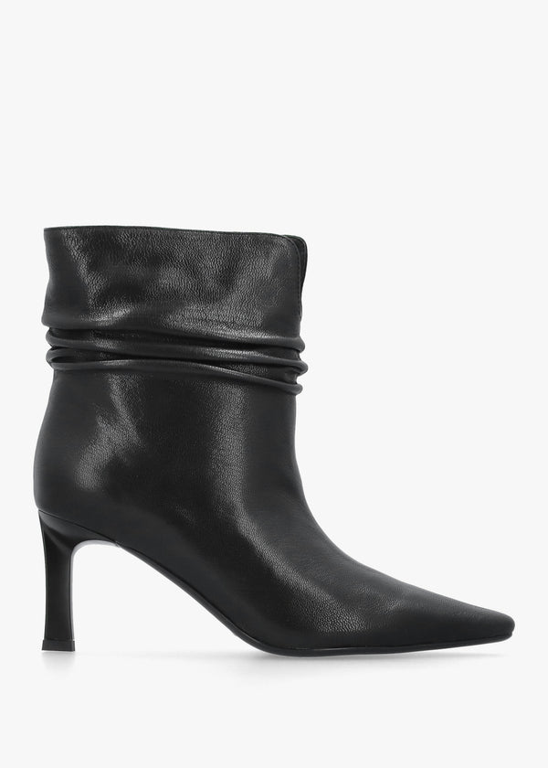 Daniel Syene Ruched Black Leather Heeled Ankle Boots