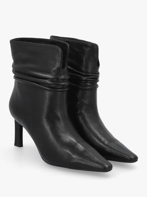 Daniel Syene Ruched Black Leather Heeled Ankle Boots