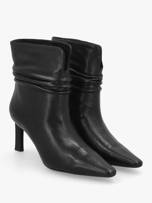 Daniel Syene Ruched Black Leather Heeled Ankle Boots
