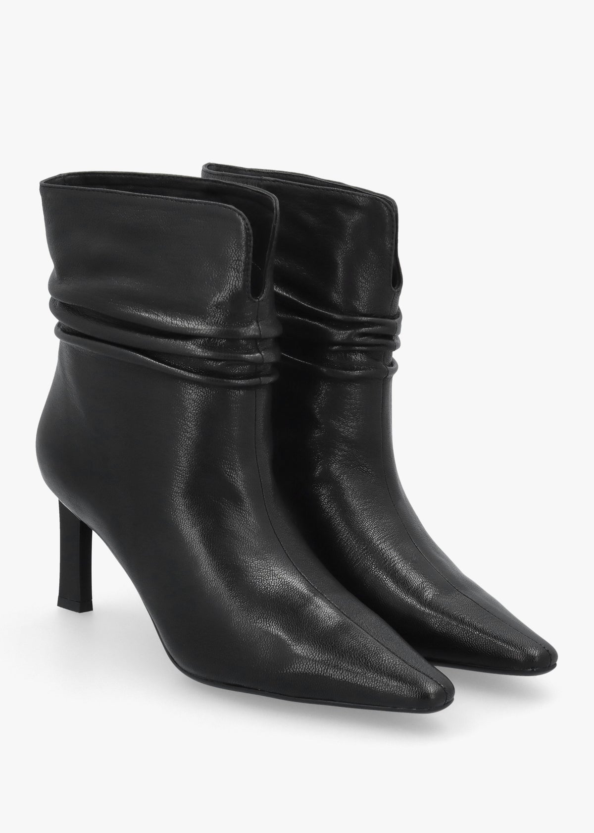 Daniel Syene Ruched Black Leather Heeled Ankle Boots