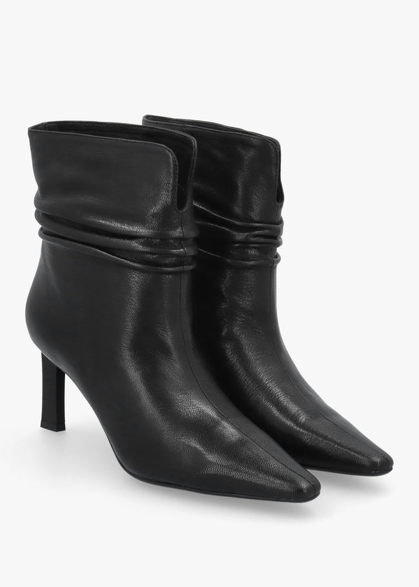 Daniel Syene Ruched Black Leather Heeled Ankle Boots