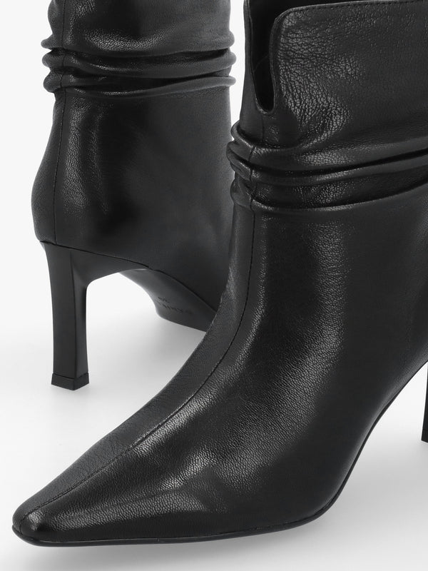 Daniel Syene Ruched Black Leather Heeled Ankle Boots