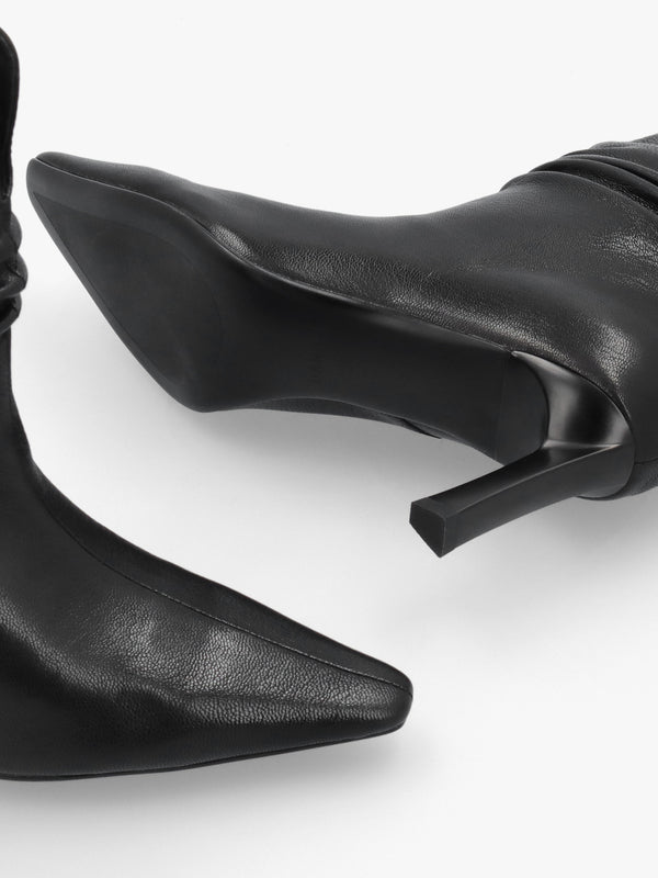 Daniel Syene Ruched Black Leather Heeled Ankle Boots