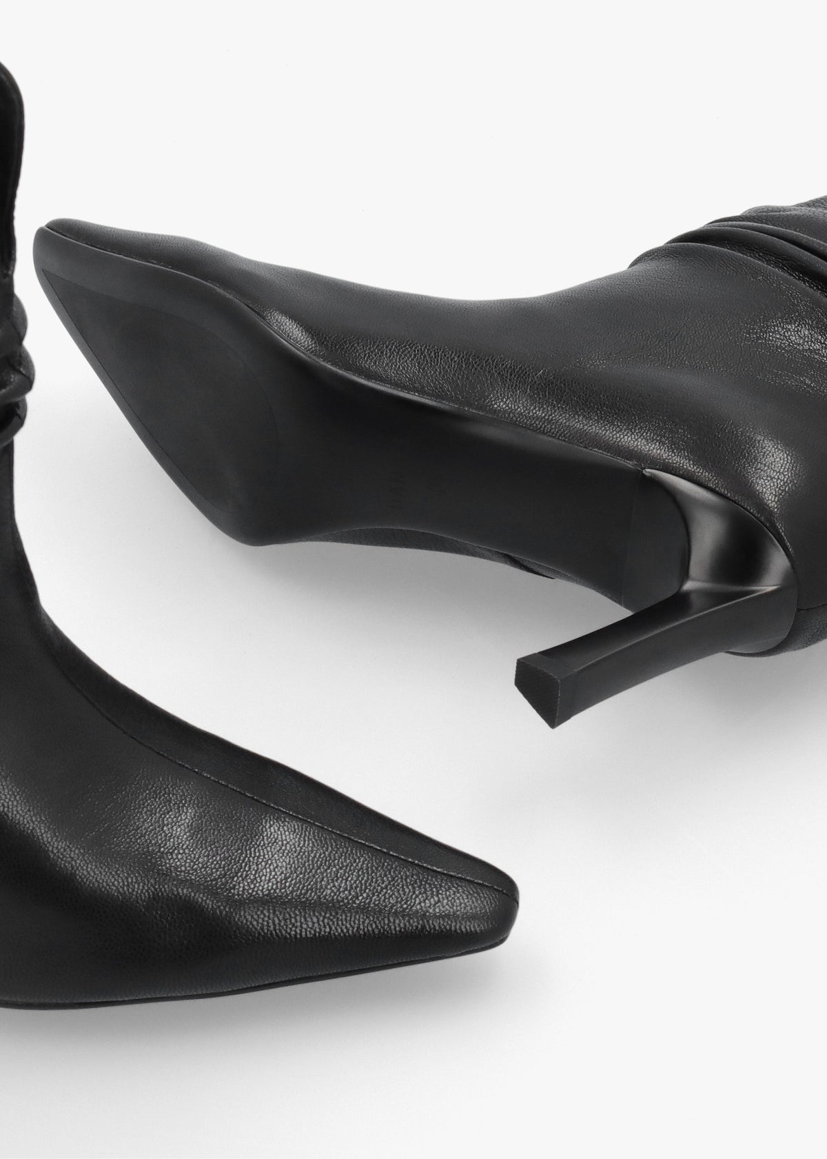 Daniel Syene Ruched Black Leather Heeled Ankle Boots