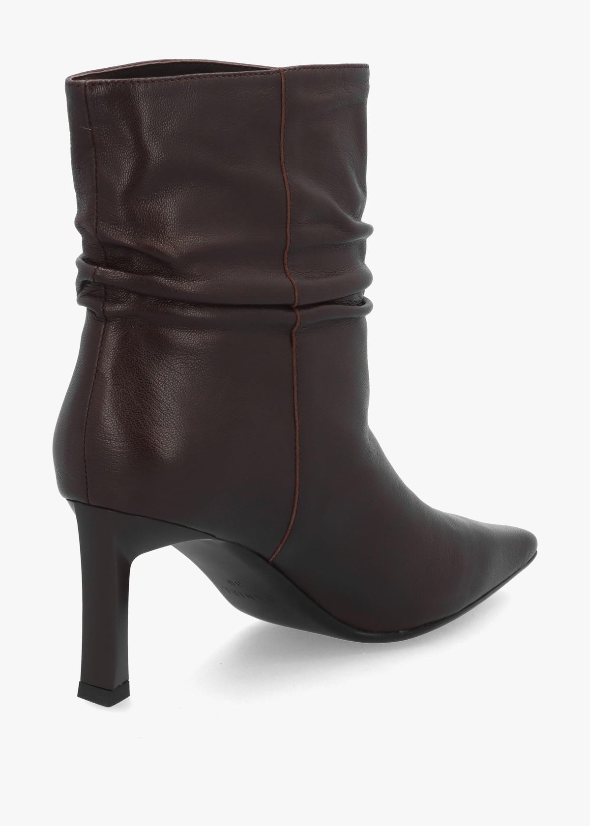 Daniel Syene Ruched Brown Leather Heeled Ankle Boots