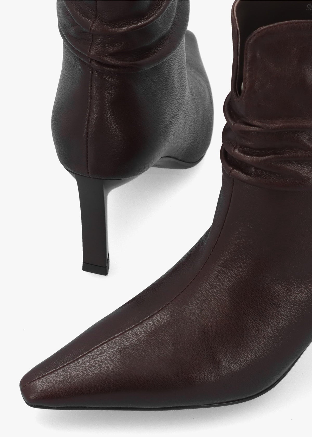 Daniel Syene Ruched Brown Leather Heeled Ankle Boots