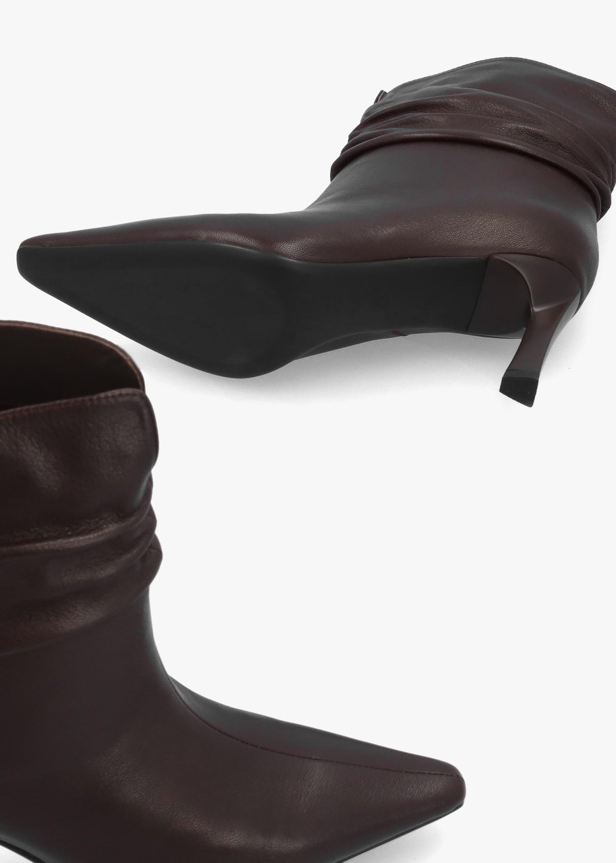 Daniel Syene Ruched Brown Leather Heeled Ankle Boots