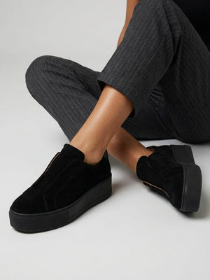 Tred Black Suede Laceless Flatform Trainers