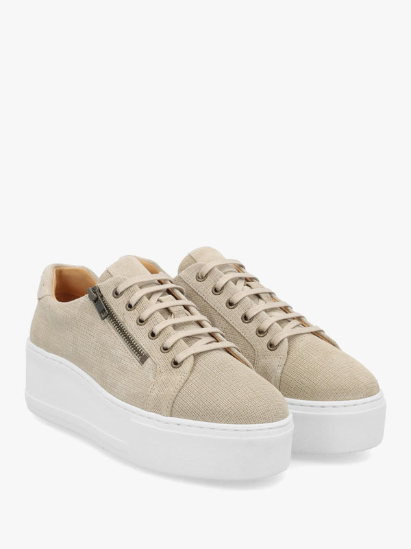 Daniel Vippy Beige Textured Suede Flatform Trainers