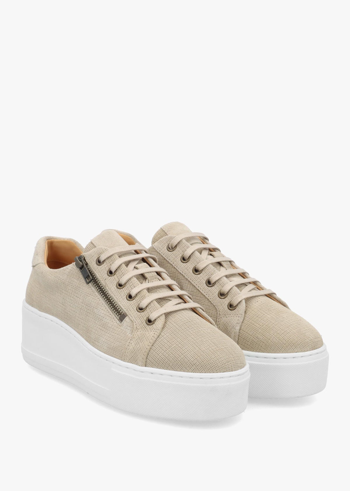 Daniel Vippy Beige Textured Suede Flatform Trainers