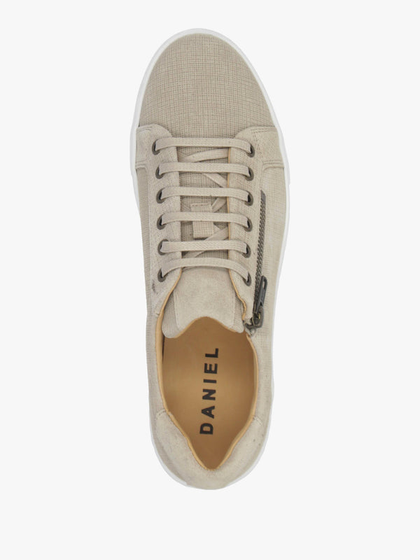 Daniel Vippy Beige Textured Suede Flatform Trainers