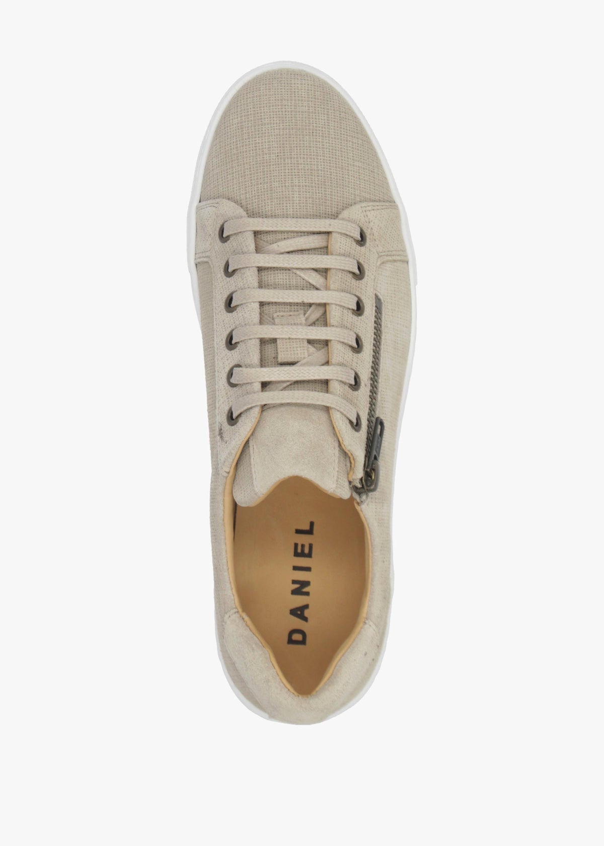 Daniel Vippy Beige Textured Suede Flatform Trainers
