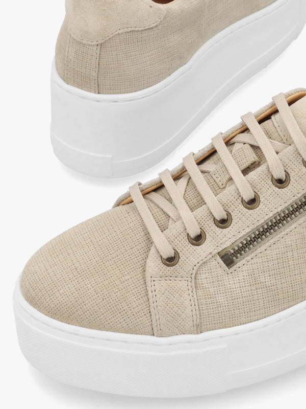Daniel Vippy Beige Textured Suede Flatform Trainers