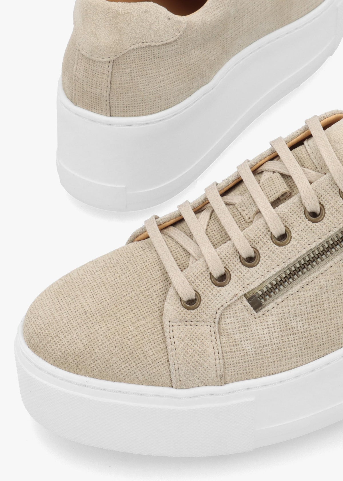 Daniel Vippy Beige Textured Suede Flatform Trainers