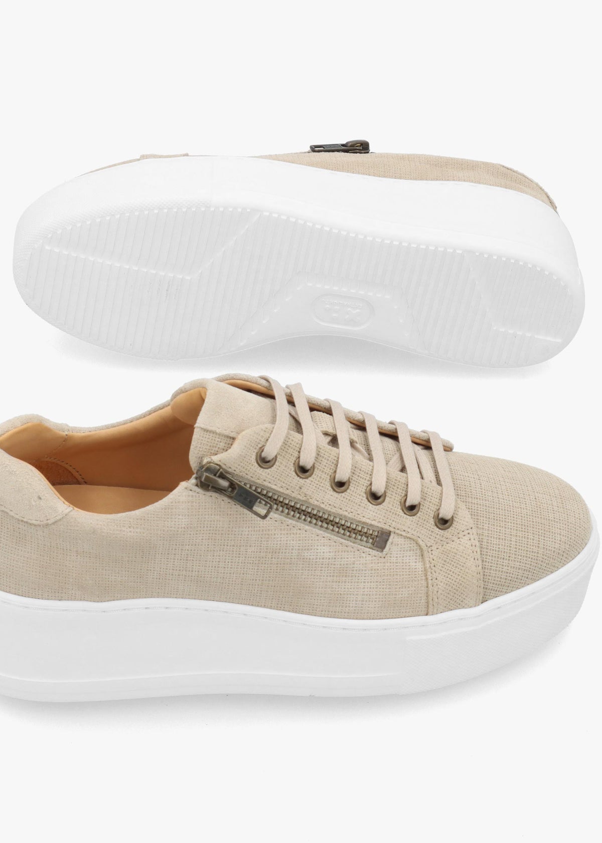 Daniel Vippy Beige Textured Suede Flatform Trainers