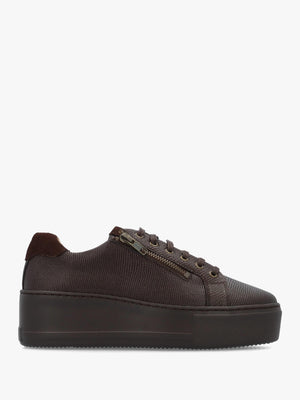 Daniel Vippy Brown Textured Leather Flatform Trainers