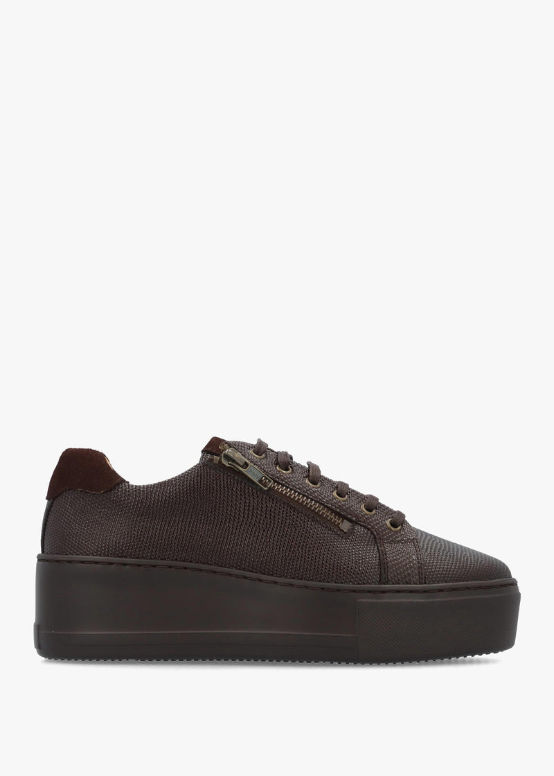 Daniel Vippy Brown Textured Leather Flatform Trainers