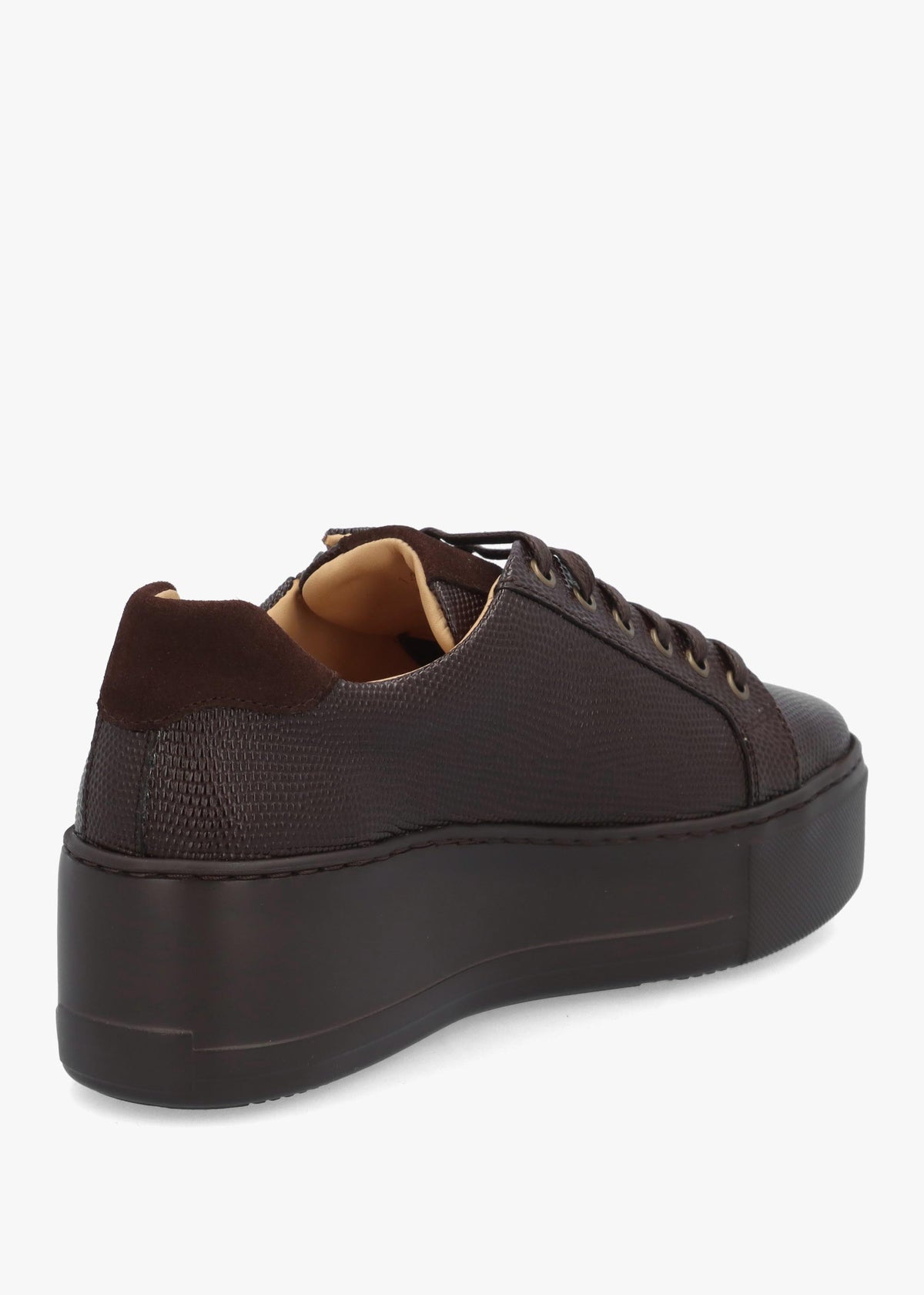 Daniel Vippy Brown Textured Leather Flatform Trainers