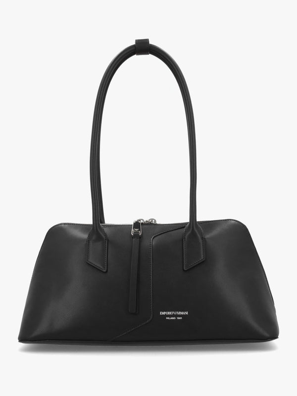 Black Smooth Leather Top Handle Bag
