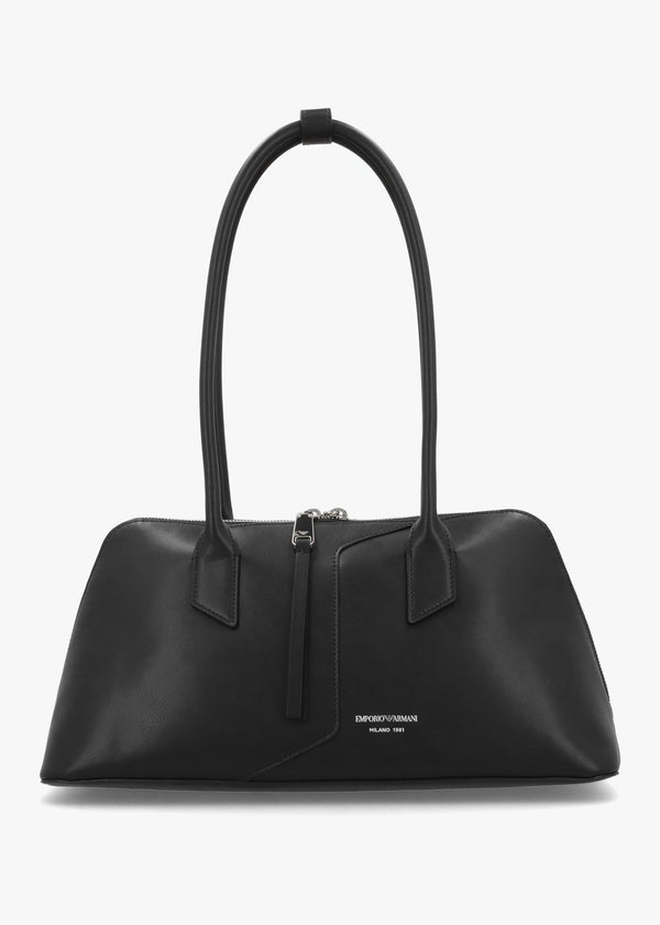 Black Smooth Leather Top Handle Bag