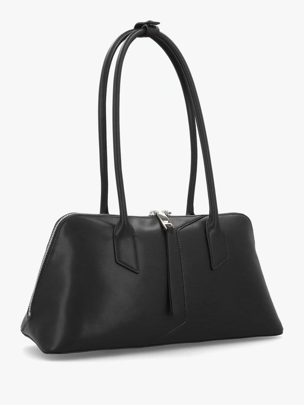 Black Smooth Leather Top Handle Bag