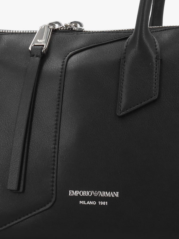Black Smooth Leather Top Handle Bag