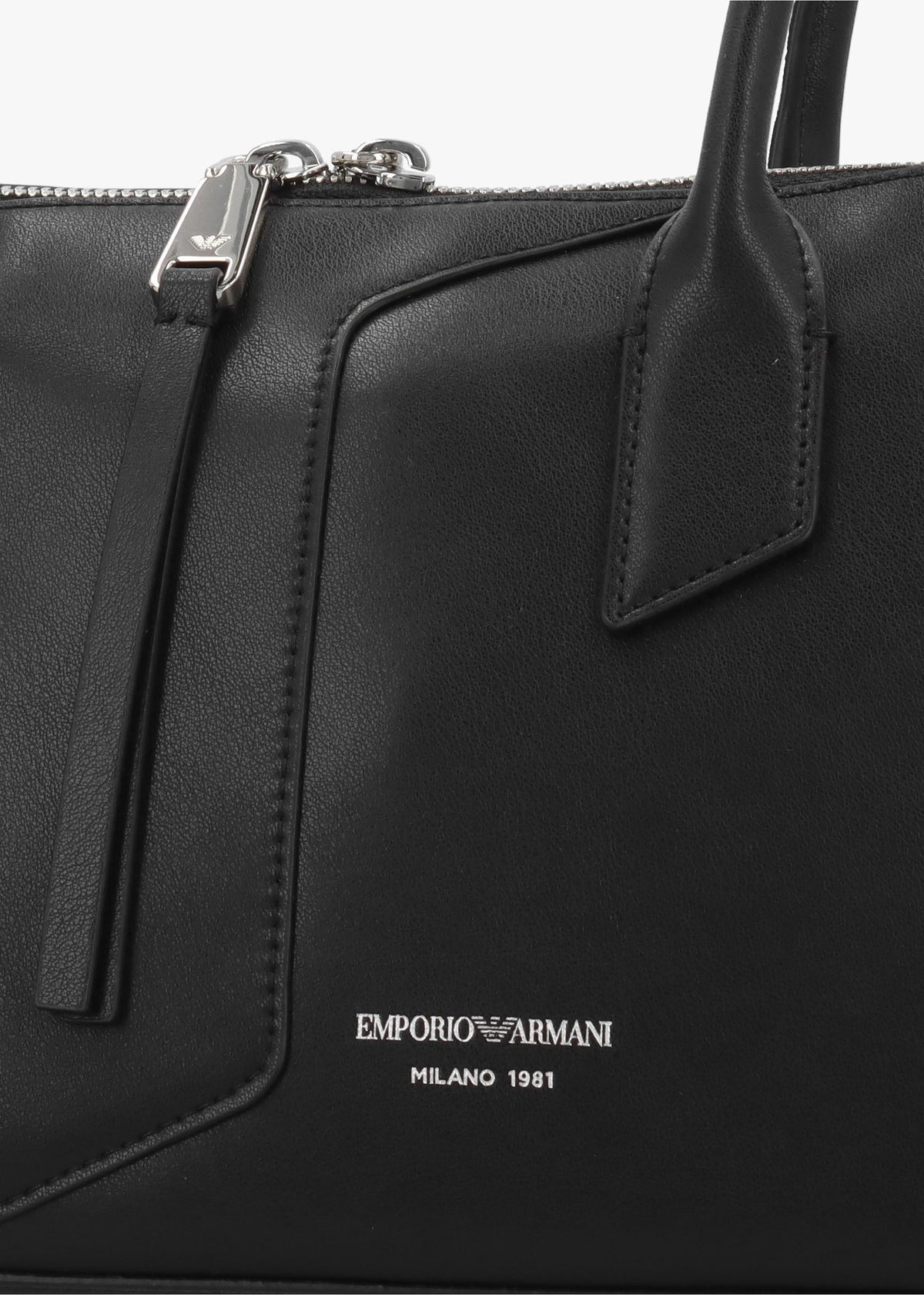 Black Smooth Leather Top Handle Bag