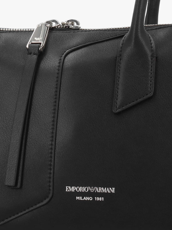 Emporio Black Smooth Leather Top Handle Bag