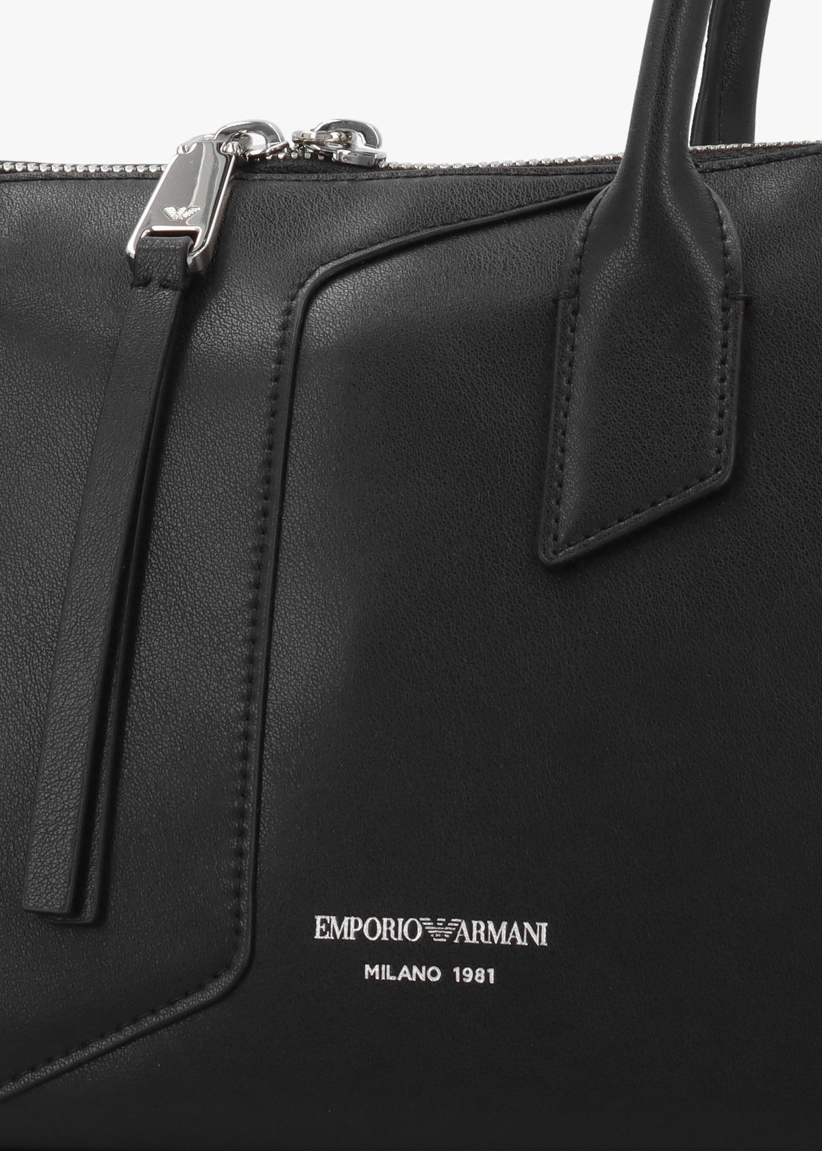 Emporio Black Smooth Leather Top Handle Bag