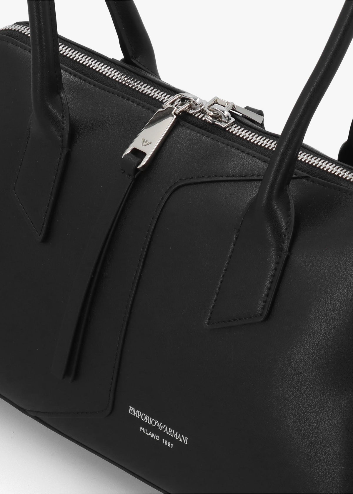 Black Smooth Leather Top Handle Bag