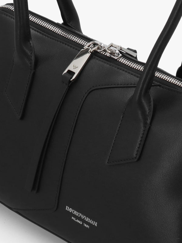 Emporio Black Smooth Leather Top Handle Bag