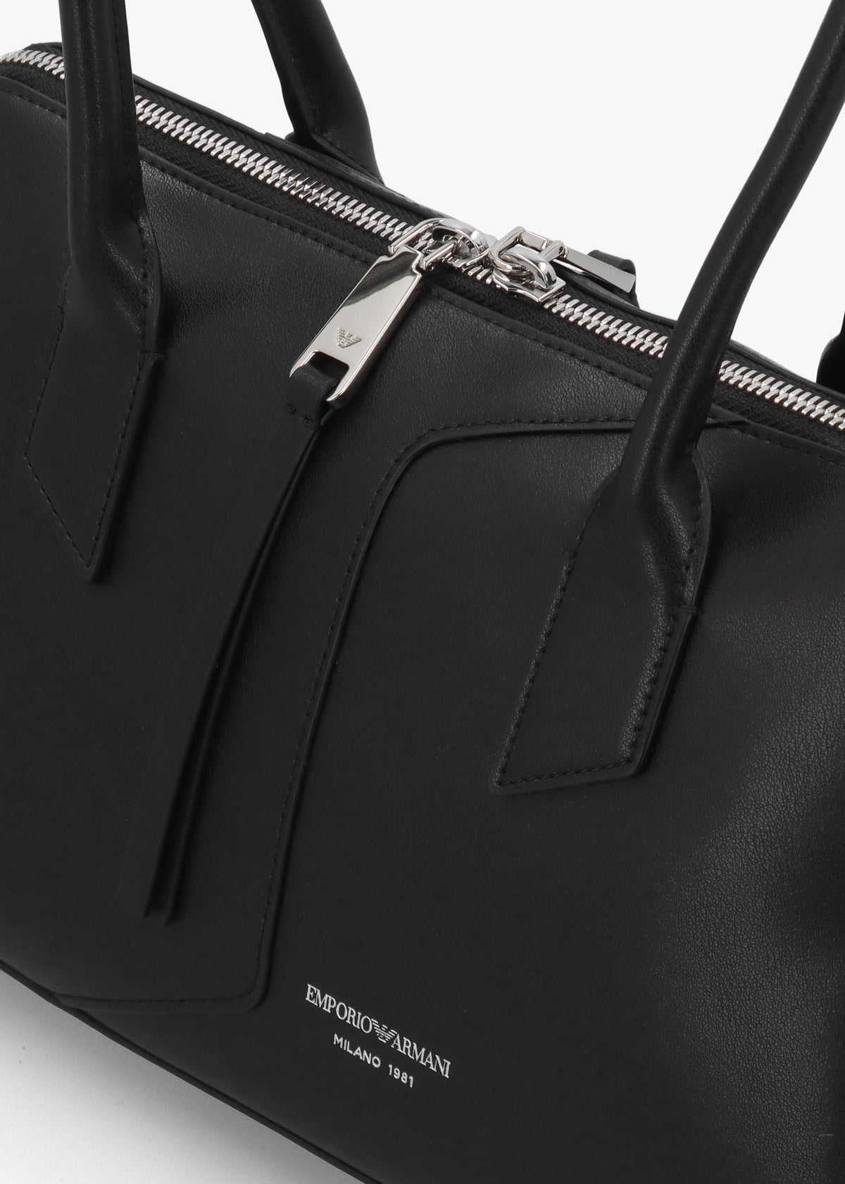 Emporio Black Smooth Leather Top Handle Bag