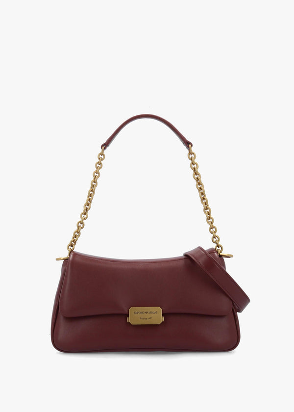 Emporio Armani Burgundy Soft Leather Shoulder Bag