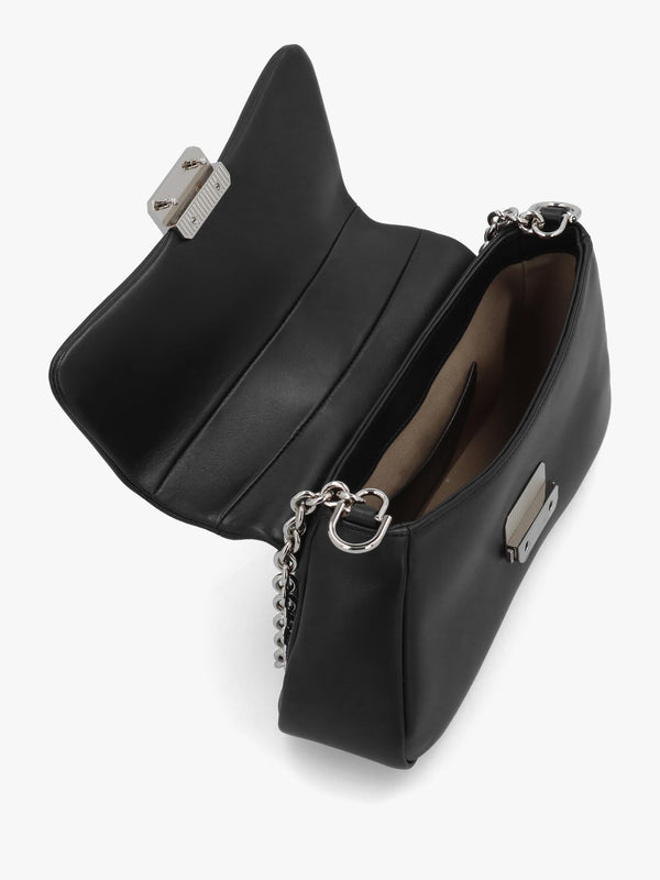 Black Soft Leather Shoulder Bag