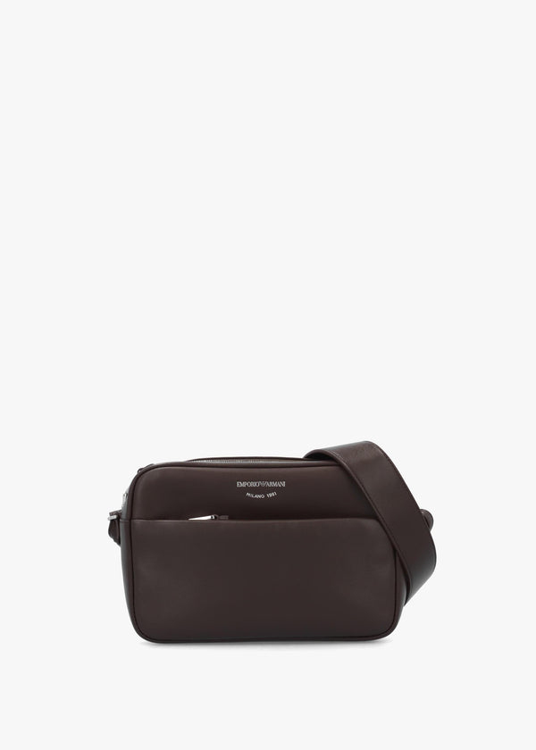 Emporio Armani Brown Leather Camera Bag