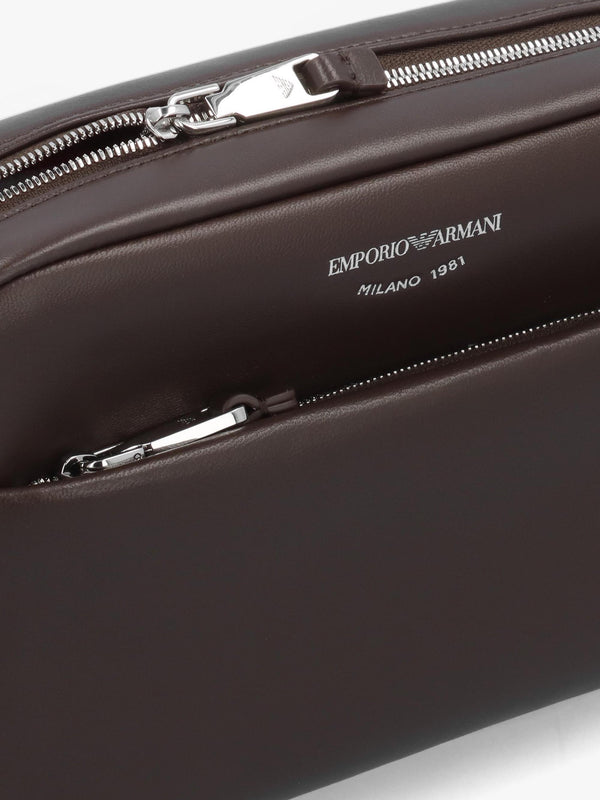 Emporio Armani Brown Leather Camera Bag