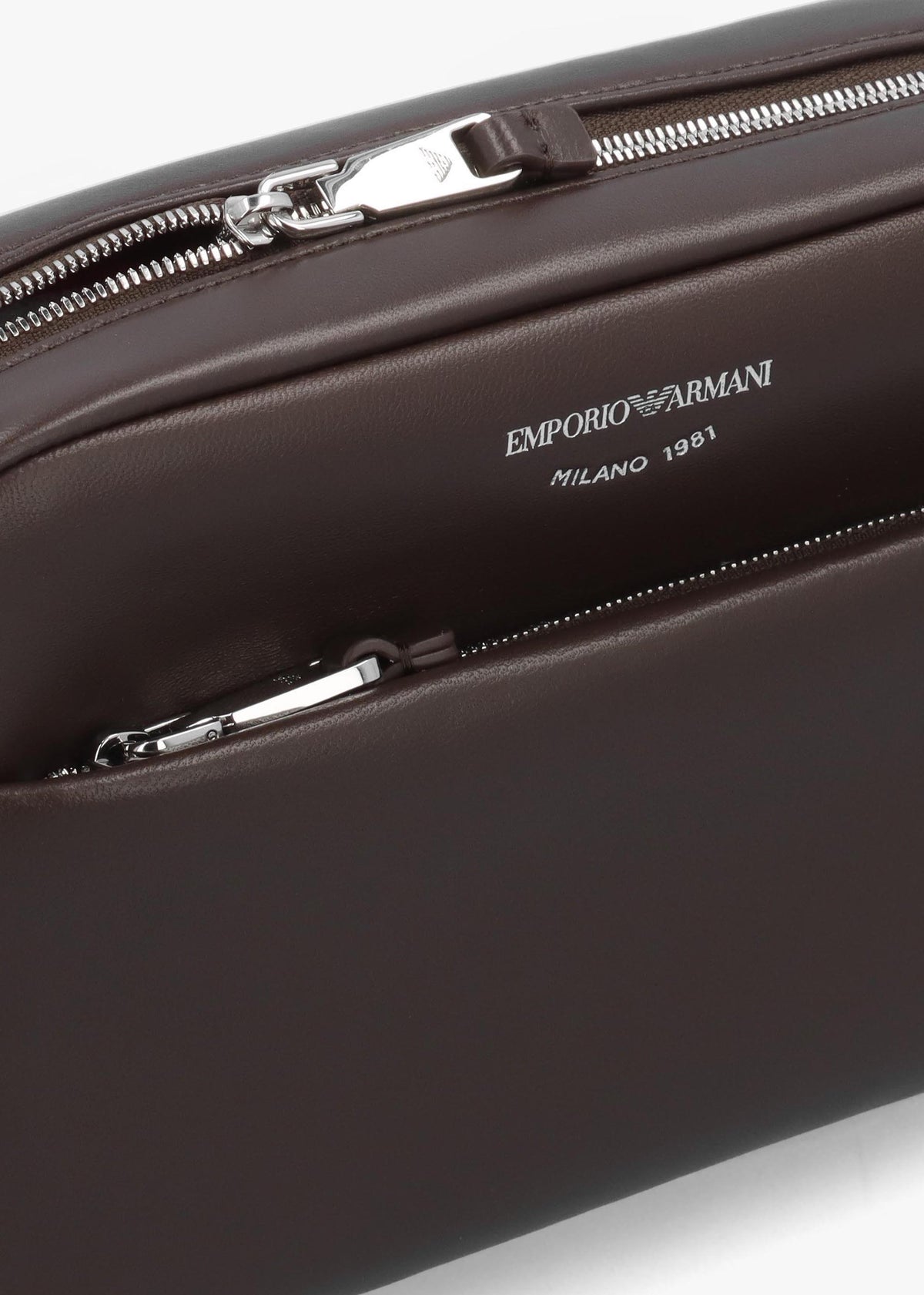 Emporio Armani Brown Leather Camera Bag