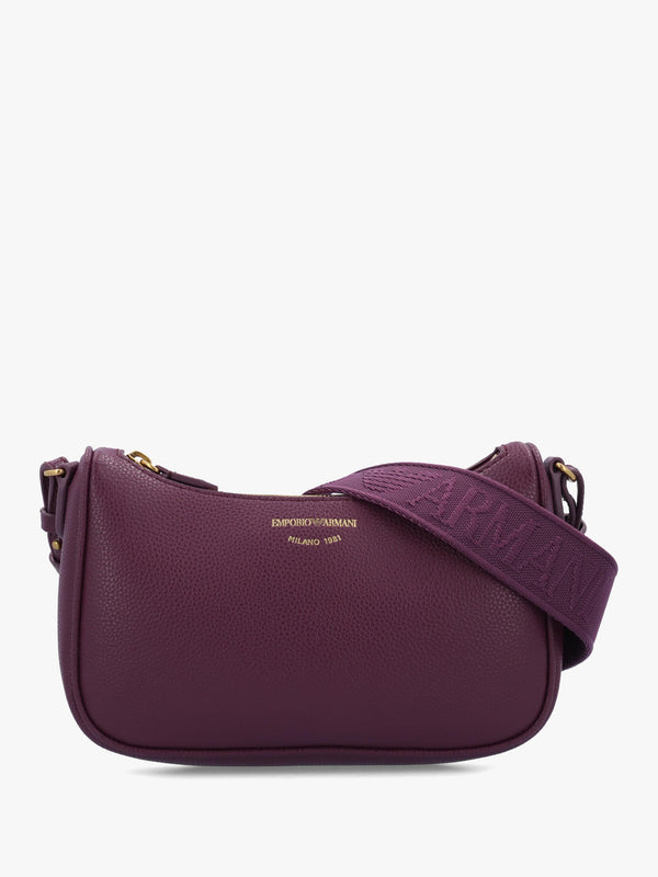 Emporio Armani Lilly II Aubergine Pebbled Baguette Bag