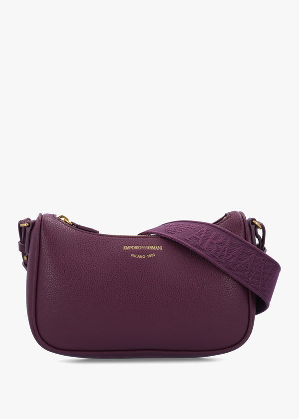 Emporio Armani Lilly II Aubergine Pebbled Baguette Bag