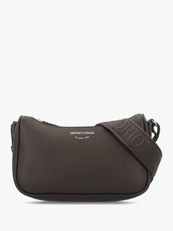 Emporio Armani Lilly II Dark Smoke Pebbled Baguette Bag