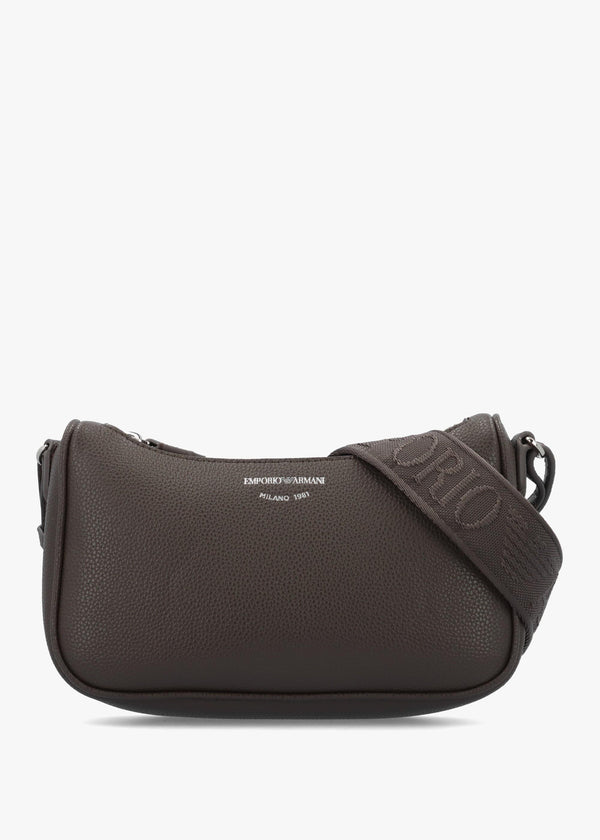 Emporio Armani Lilly II Dark Smoke Pebbled Baguette Bag