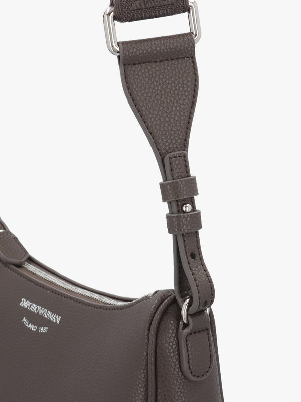 Emporio Armani Lilly II Dark Smoke Pebbled Baguette Bag