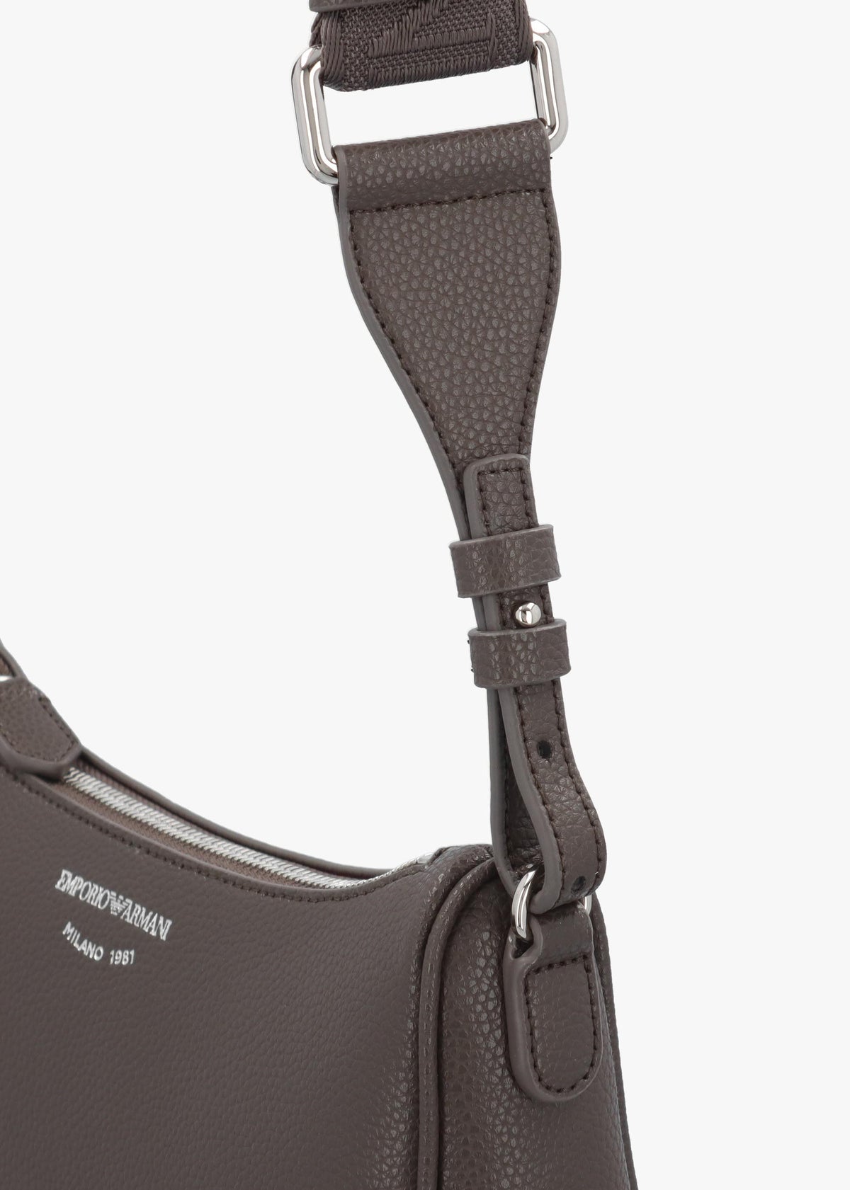Emporio Armani Lilly II Dark Smoke Pebbled Baguette Bag